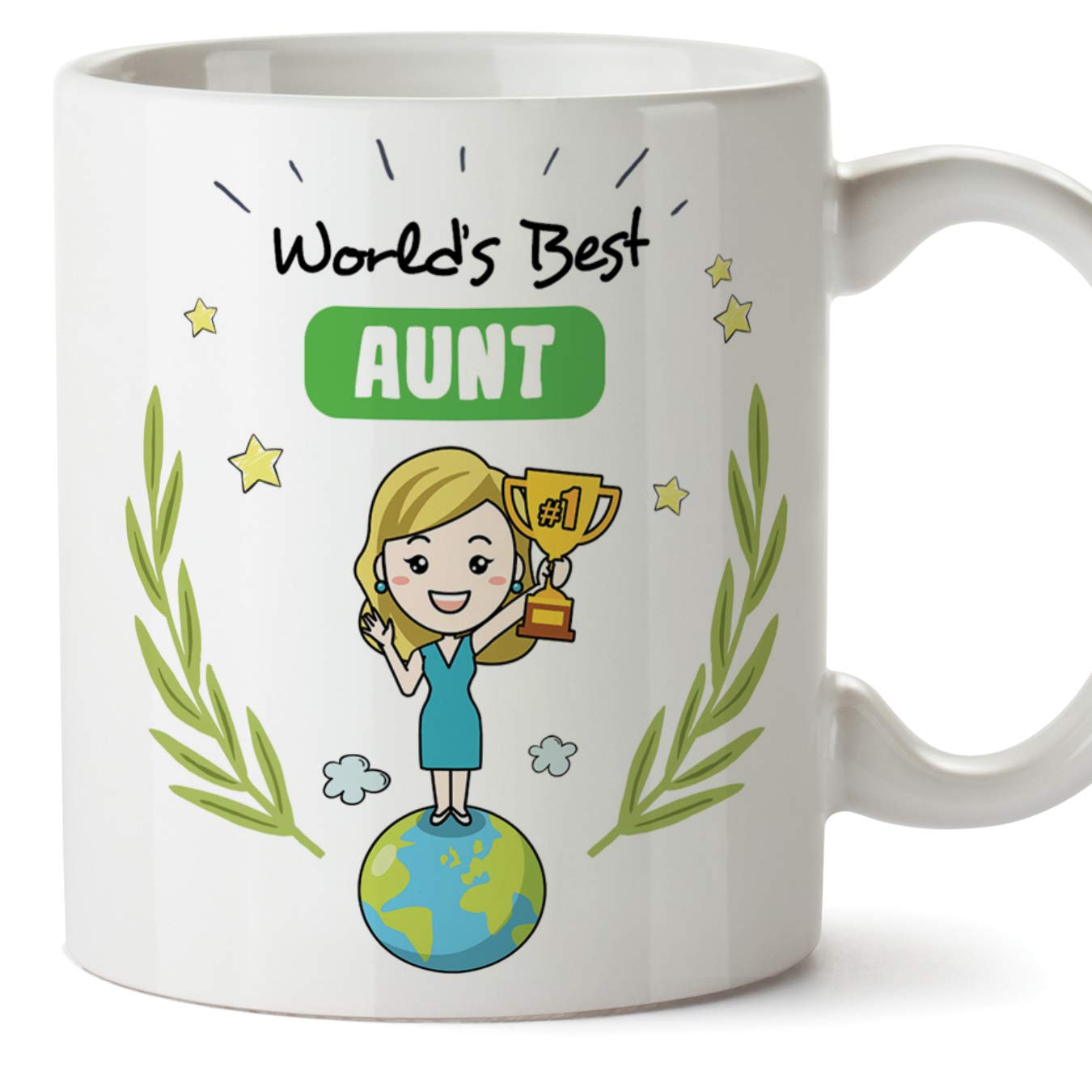 Mugffins Aunt Mug/Cup – "World's Best Aunt" - Coffee Mug for Breakfast/Birthday Presents for Aunts/Ceramic 11 oz