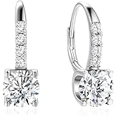 FANCIME 925 Sterling Silver Drop Dangle Earrings Leverback Clasp 6.5mm Hoop Gemstone Earrings Birthstone Jewelry Gift for Women Mom Wife Her