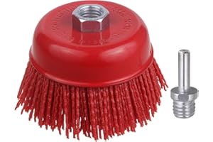 WENORA Abrasive Filament Nylon Bristle Cup Brush, 4" Nylon Cup Brush for Angle Grinder, 5/8" 11 Thread, 1/4" Drill Arbor-Remove Rust, Removal Rust Paint &Surface Prepping