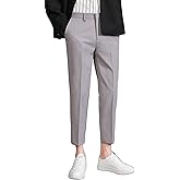 ESSYSHE Men’s Cropped Slim Fit Dress Pants Tapered Ankle Dress Pants Suit Pants