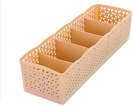 Amazon 5グリッドワードローブ収納ボックスバスケットオーガナイザー女性男性ソックスブラジャー下着収納 ボックスプラスチック容器オーガナイザー スタイルaアプリコット 収納ケース ボックス オンライン通販