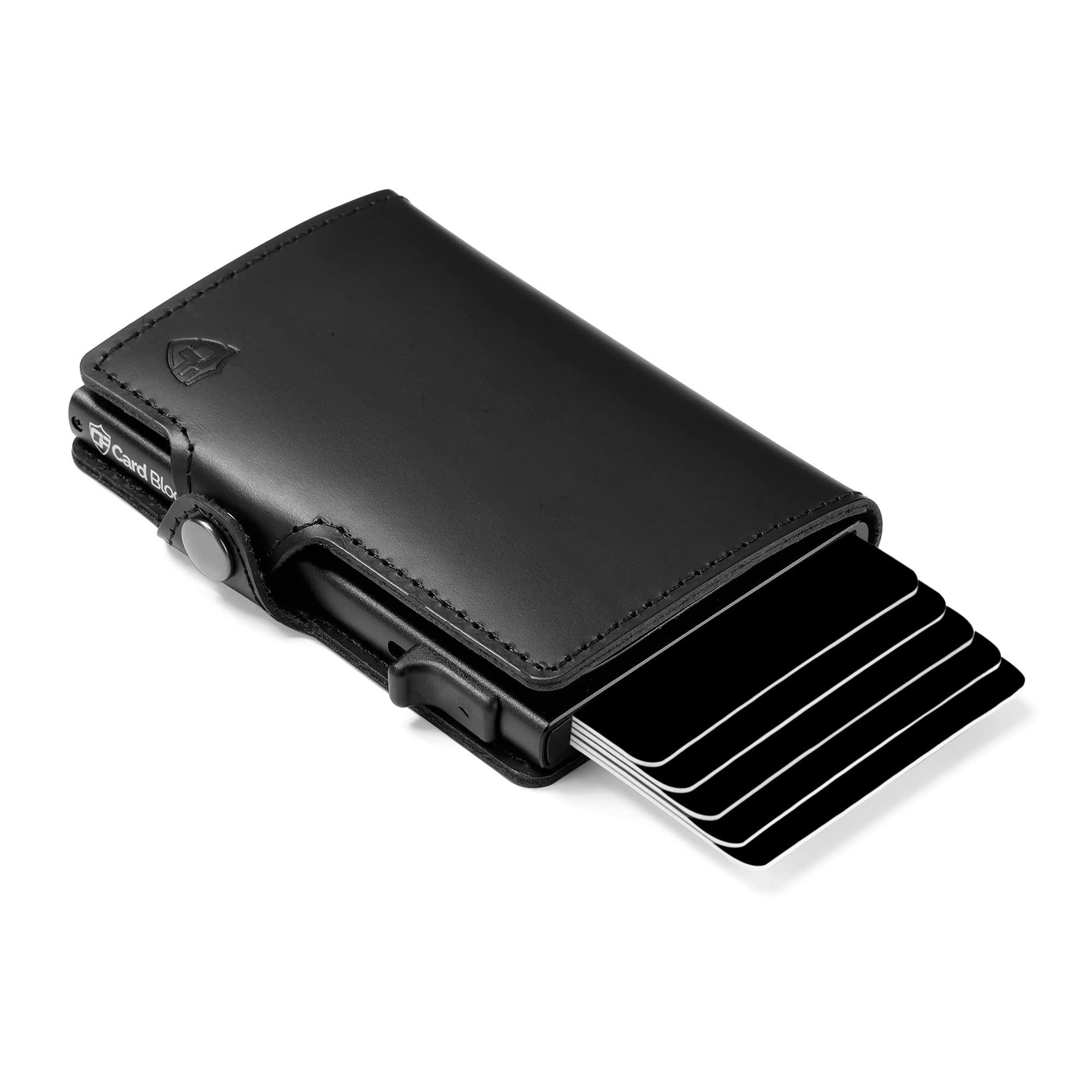 Photo 1 of Conceal Plus Card Holder Wallet with AirTag Holder, NFC Blocking Technology, Scan Proof RFID Blocking Wallet for Men - Compact & Secure (Black Leather - Does Not Include Air Tags)