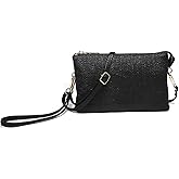 JEN & CO. Riley Micro Straw Small Crossbody Bags Vegan Leather Wristlet Wallets Clutch Purses Shoulder Handbag for Women