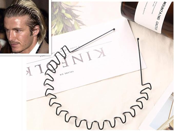 Tossper 1x Black David Beckham Style Black Metal Male Headbands