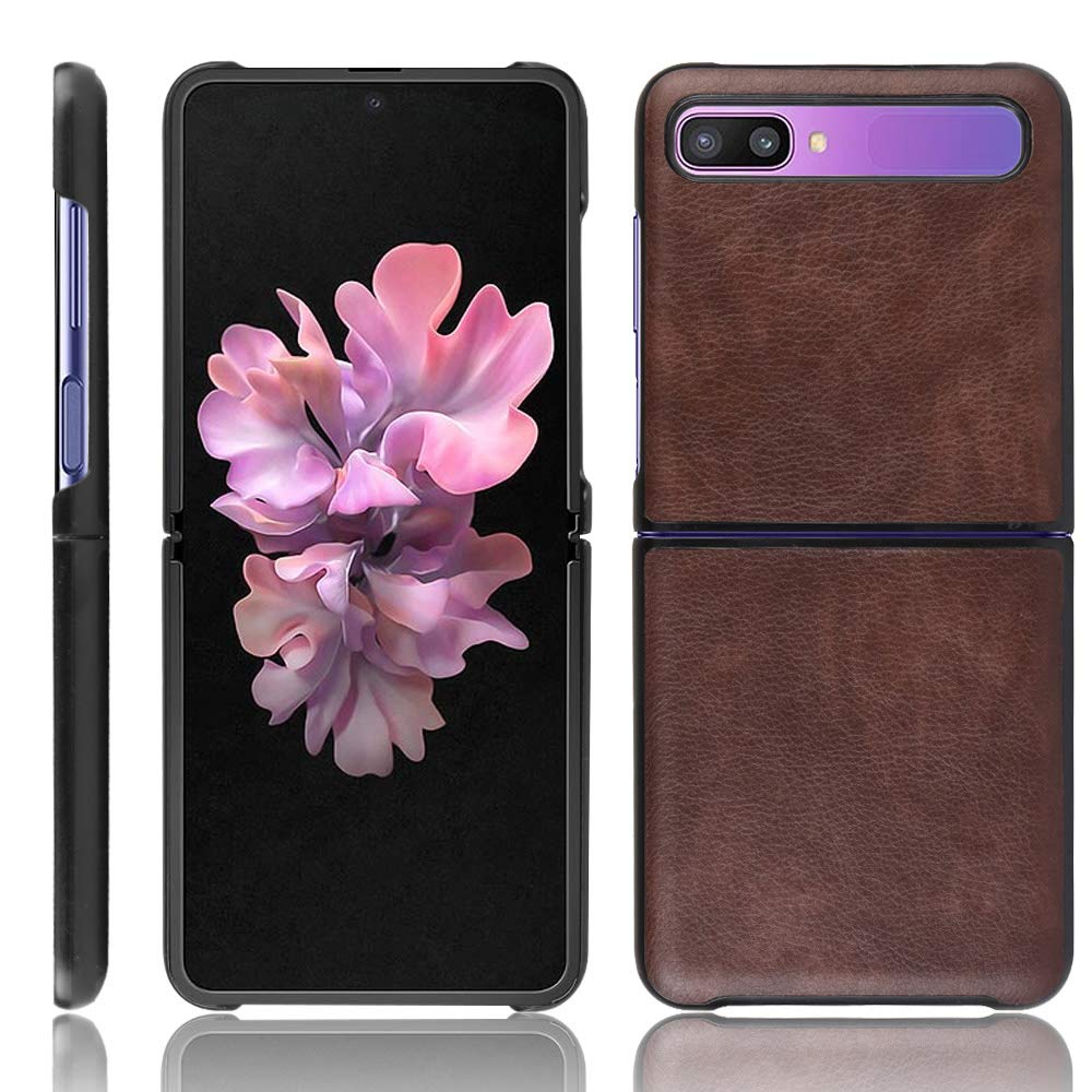Hülle® Textured Leather Case Foldable,Anti Vibration & Anti Fall,Comfortable Grip Full Protection Shell Compatible for Samsung Galaxy Z Flip 5G/Samsung Galaxy Z Flip (5)