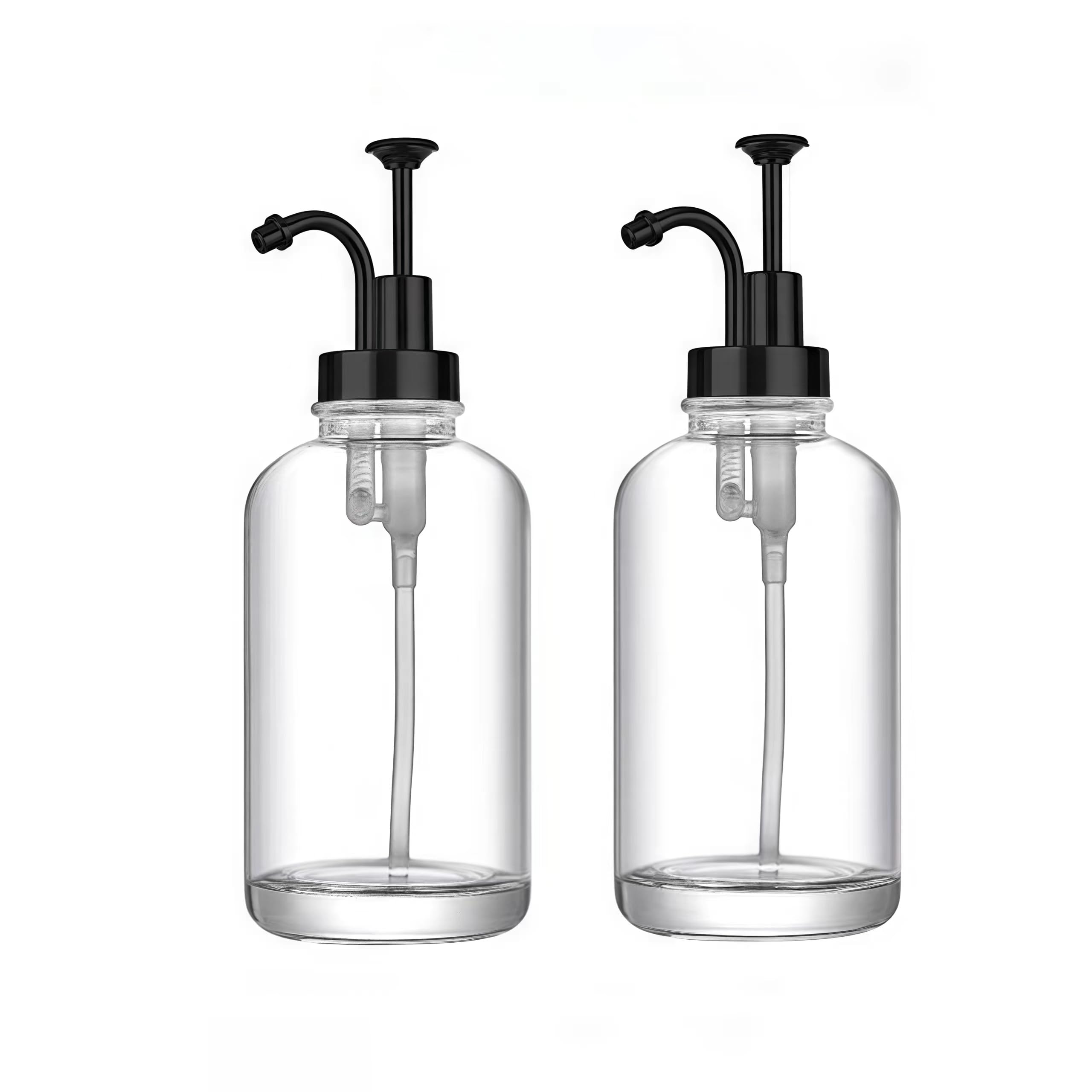 2 Pack Coffee Syrup Pump Coffee Station Coffee Syrup Dispenser Glass Honey Pot Honey Jar Shampoo and Conditioner Dispenser (Black)