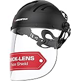 ARCCAPTAIN Face Shield for Grinding and Cutting, Full Face Impact Resistant Mask with Adjustable Ratcheting Headgear, Polycarbonate Visor, ANSI Z87.1 Certified for Industrial Work