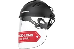 ARCCAPTAIN Face Shield for Grinding and Cutting, Full Face Impact Resistant Mask with Adjustable Ratcheting Headgear, Polycarbonate Visor, ANSI Z87.1 Certified for Industrial Work