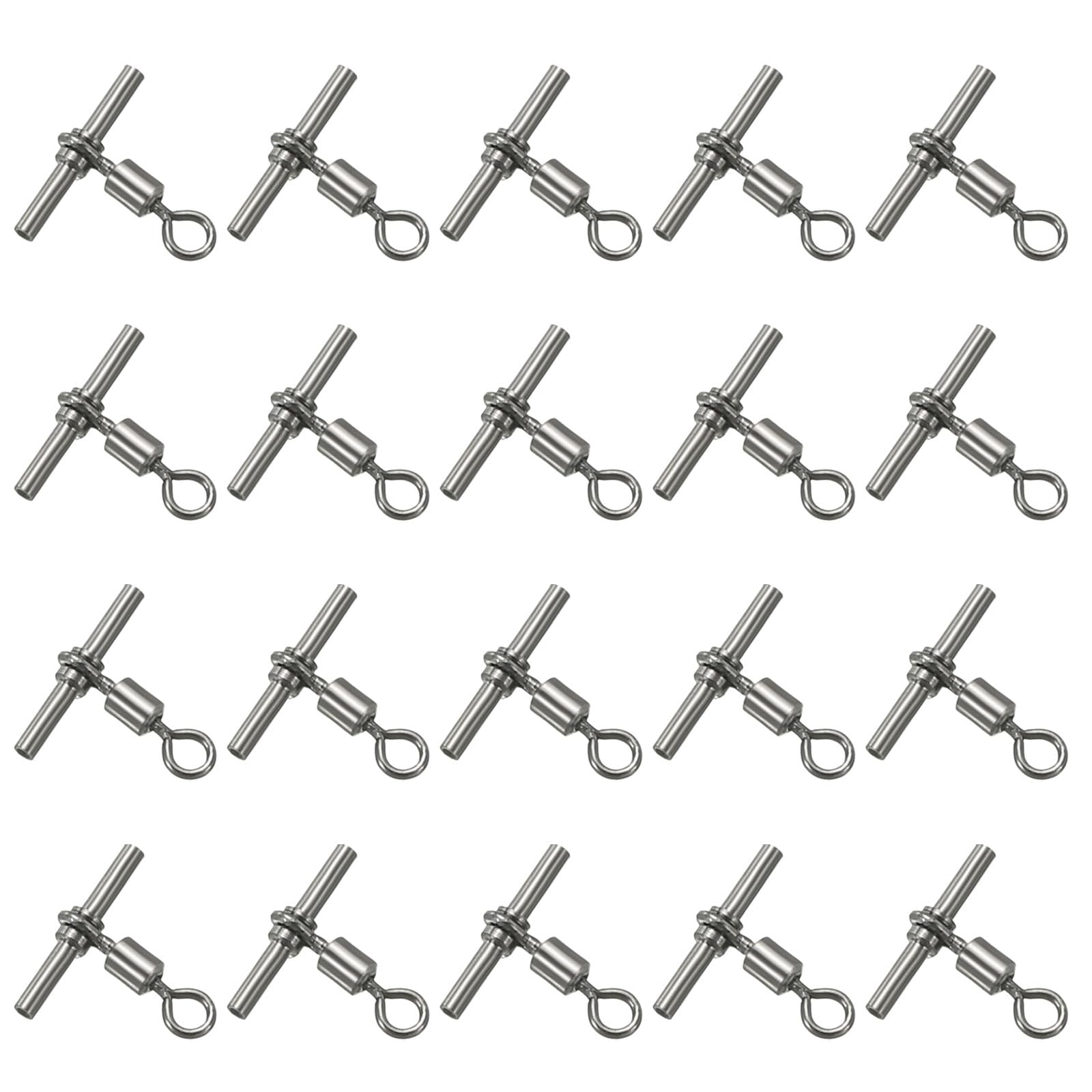 PATIKIL 30Lbs Fishing Swivels, 20 Pack 3-Way T-Shape Brass Swivels Sleeve Fishing Tackle High Strength Cross Line Swivels for Rigs Freshwater Saltwater (12#)