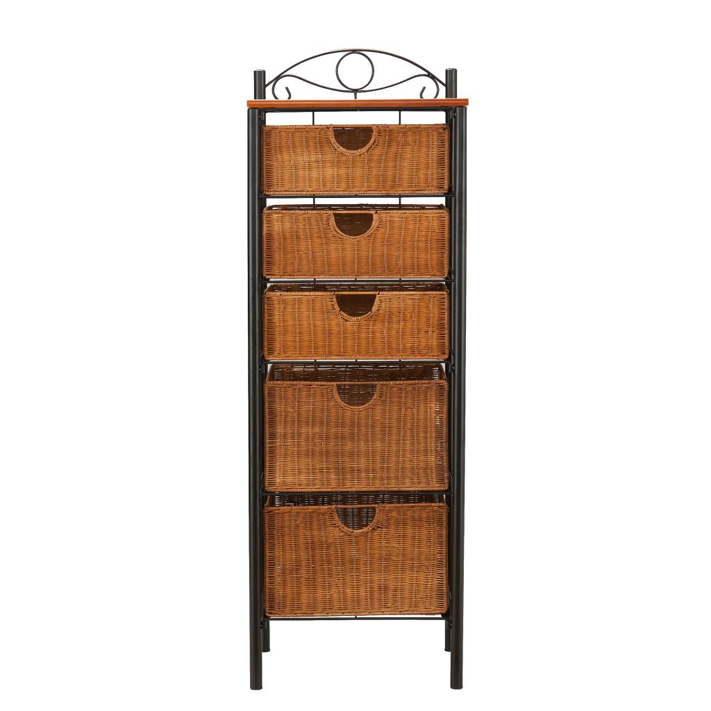 SEI Iron/Wicker Five Drawer Unit Storage Chests