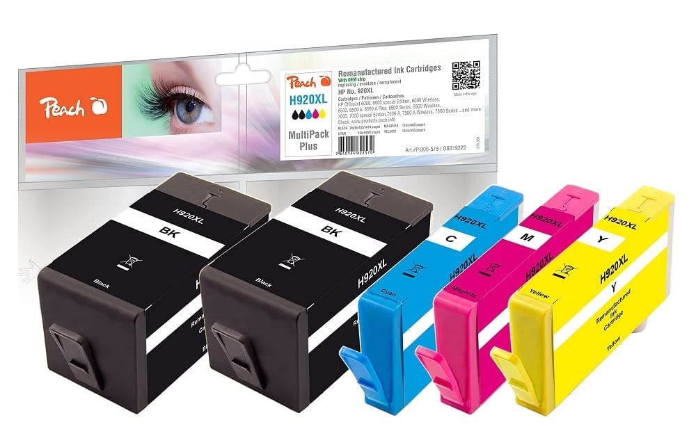 Peach PI300 Pack Plus 575 Printer Cartridges with Chip Compatible with HP No. 920XL