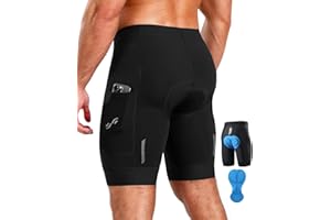 Sportneer Men's Cycling Shorts Bicycle Pants Bike Half Pants 4D Coolmax Padded, Comfort, Anti-Slip, Breathable&Absorbent