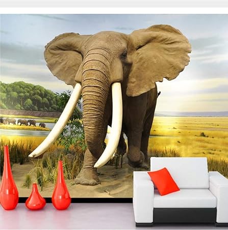 Finloveg Benutzerdefinierte Große Wandbilder, Elefanten Tiere Tapete
