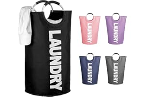 WOOHA 125L Large laundry basket,Collapsible laundry hamper, Tall Clothes Baskets Folding Washing Bin Foldable Fabric Hamper Bags for Bedroom, Closet,Bathroom,College,laundry bag,Black