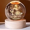 ZRENJHUS 3D Couple Crystal Ball Love Gifts for Her 60mm Glass Valentines Romantic Gift for Women Decorative Globe Decor I Love You Gifts Anniversary Christmas Birthday Gifts