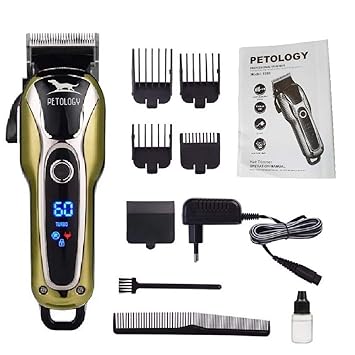 Petology Automatic Rechargeable Professional Pet Hair Trimmer with LCD Display and Turbo Mode for Dog and Cat