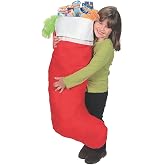 Fun Express Giant Christmas Stocking, Red, 45 Inch | Extra Large Felt, For Fireplace Mantle, Jumbo 4 Ft Oversized, For Gifts, Traditional Home Decorations
