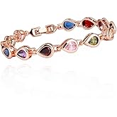 Crystalline Azuria Women 18K White or Rose Gold Plated Teardrops Zirconia Crystals Tennis Bracelet for Women
