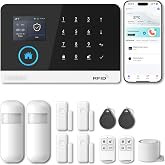 PGST Home Security Systems for House, WiFi+4G Alarm System No Monthly Fees | 4*Window Sensor,2*Motion Sensors,No Pairing Required + Quick Installation with Instant App Alerts,Work with Alexa or Google