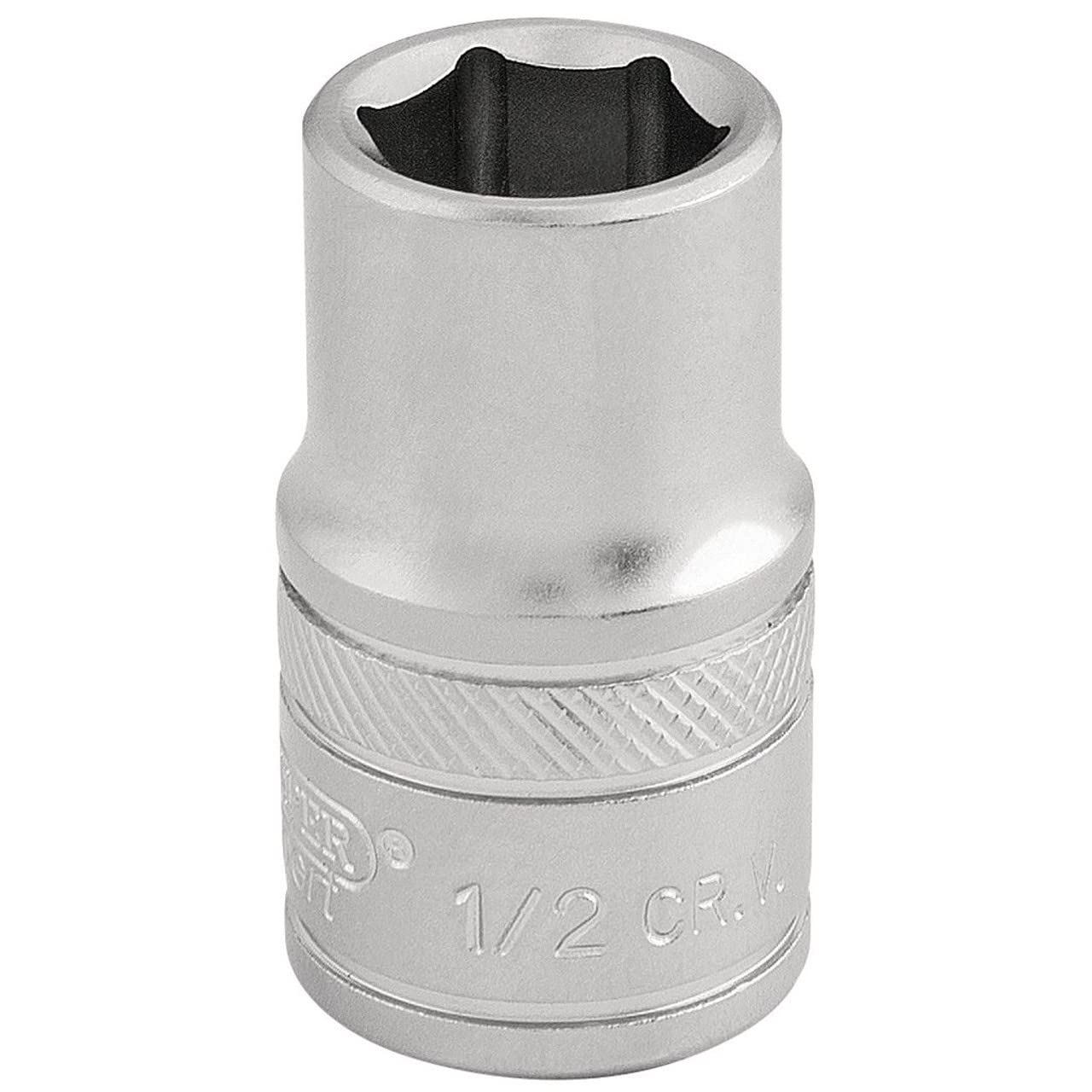Draper 16626 1/2-Inch Square Drive Micro Satin Chrome Imperial Socket, 1/2-Inch Size , Blue