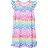 Perfashion Girls Nightgowns Soft Sleepwear Nightdress Flutter Sleeve Kitten/Rabbit Pajamas 4-13 Years