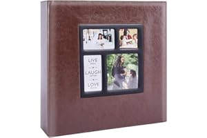 Artmag Photo Picutre Album 4x6 1000 Photos, Extra Large Capacity Leather Cover Wedding Family Photo Albums Holds 1000 Horizontal and Vertical 4x6 Photos with Black Pages (Brown)