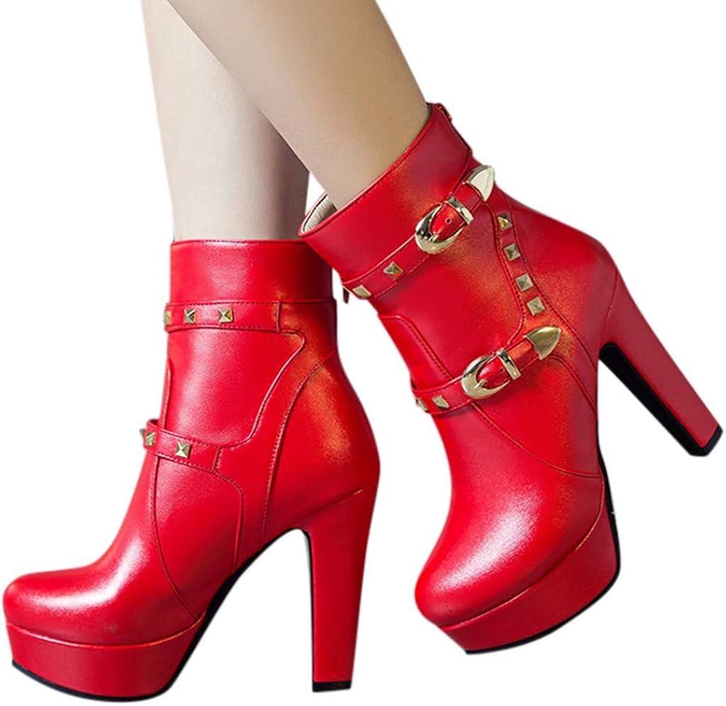 Carrymee Ankle Boots Women Women Round Strong Heel Shoes Flat Women's