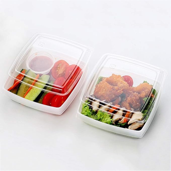Desechable Caja de almuerzo portátil doble de papel Kraft - Papas fritas Bandeja de empaque para llevar con compartimiento superior e inferior de pollo frito [paquete de 100]: Amazon.es: Hogar