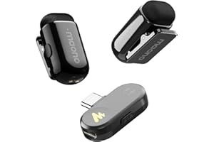 MAONO Wave T1 Mini Wireless Lavalier Microphone for iPhone 16 15, Android, Tablet, PC, Clip on Lapel Mic with USB-C Plug, Noi