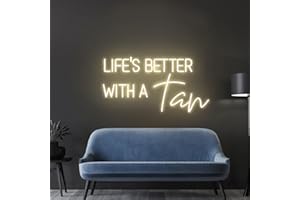 Life Is Better With A Tan Neon Sign 24 inches Dimmable Led Tanning Salon Wall Decor Lights Signs for Tanning Room Spa Studio 