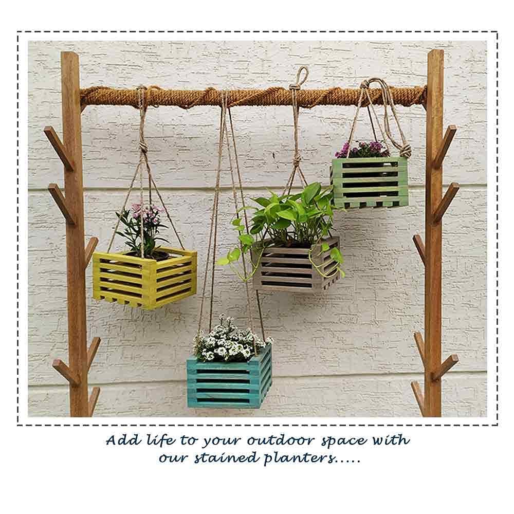 Design Forum Wooden Planter Stand for Indoor Outdoor Home Garden Patio