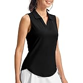 YSENTO Women's Golf Shirts Sleeveless Polo Shirt Apparel Tennis UPF 50 Collared V Neck Summer Tops Clothes Quick Dry