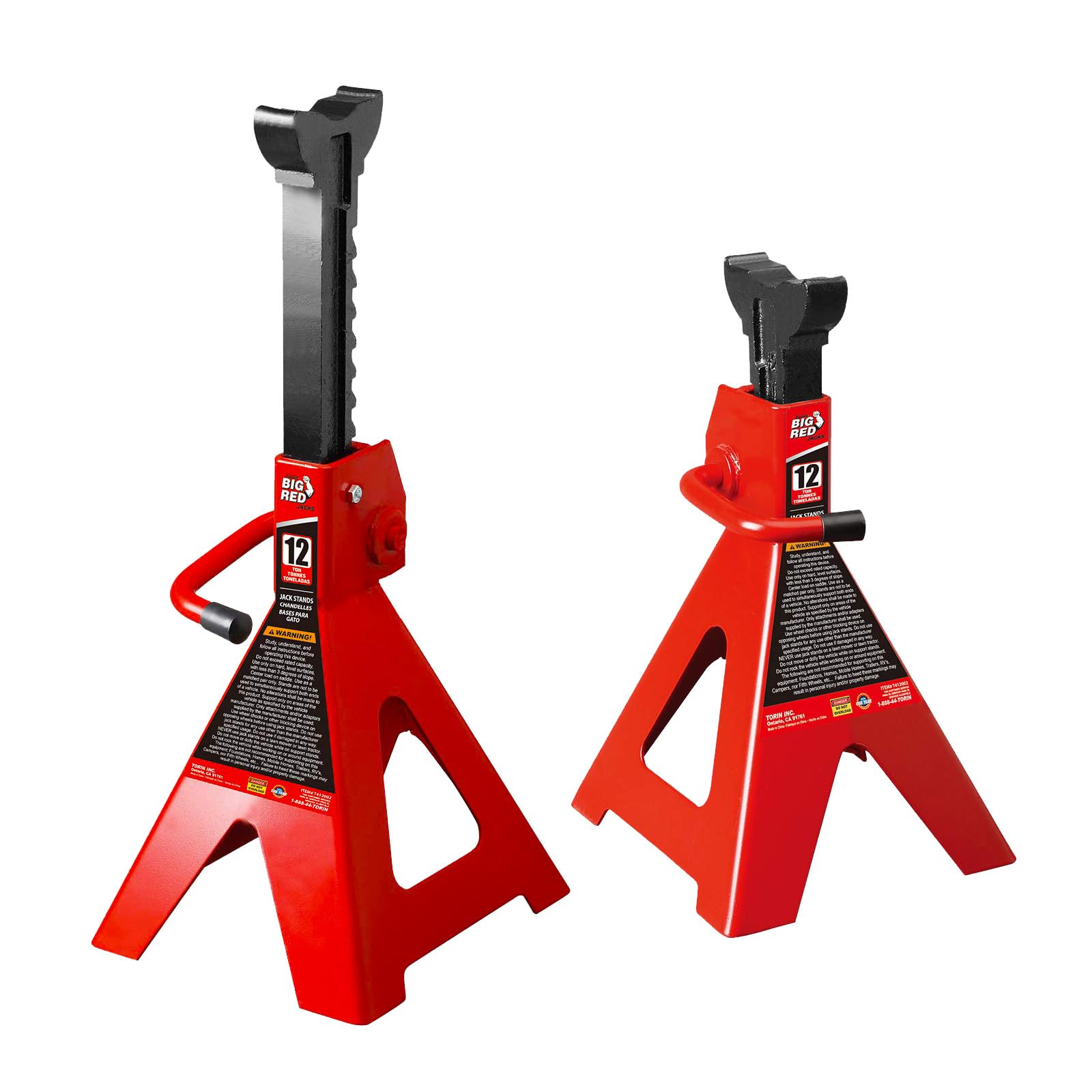 Photo 1 of ***PARTIAL SET - PRICE ADJUSTED***
Big RED 12 Ton Jack Stands with Lock Adjustable Height to 28.15'', Fit for Cars, SUVs, and Most Automobiles, Red, 2 Pack