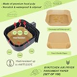 BYKITCHEN 100pcs Air Fryer Liners 9 Inch Square Nonstick Parchment Paper view 6