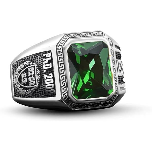 Midari Personalized 925 Sterling Silver Class Ring – Custom High School/College Graduation Ring With Birthstone - View #4
