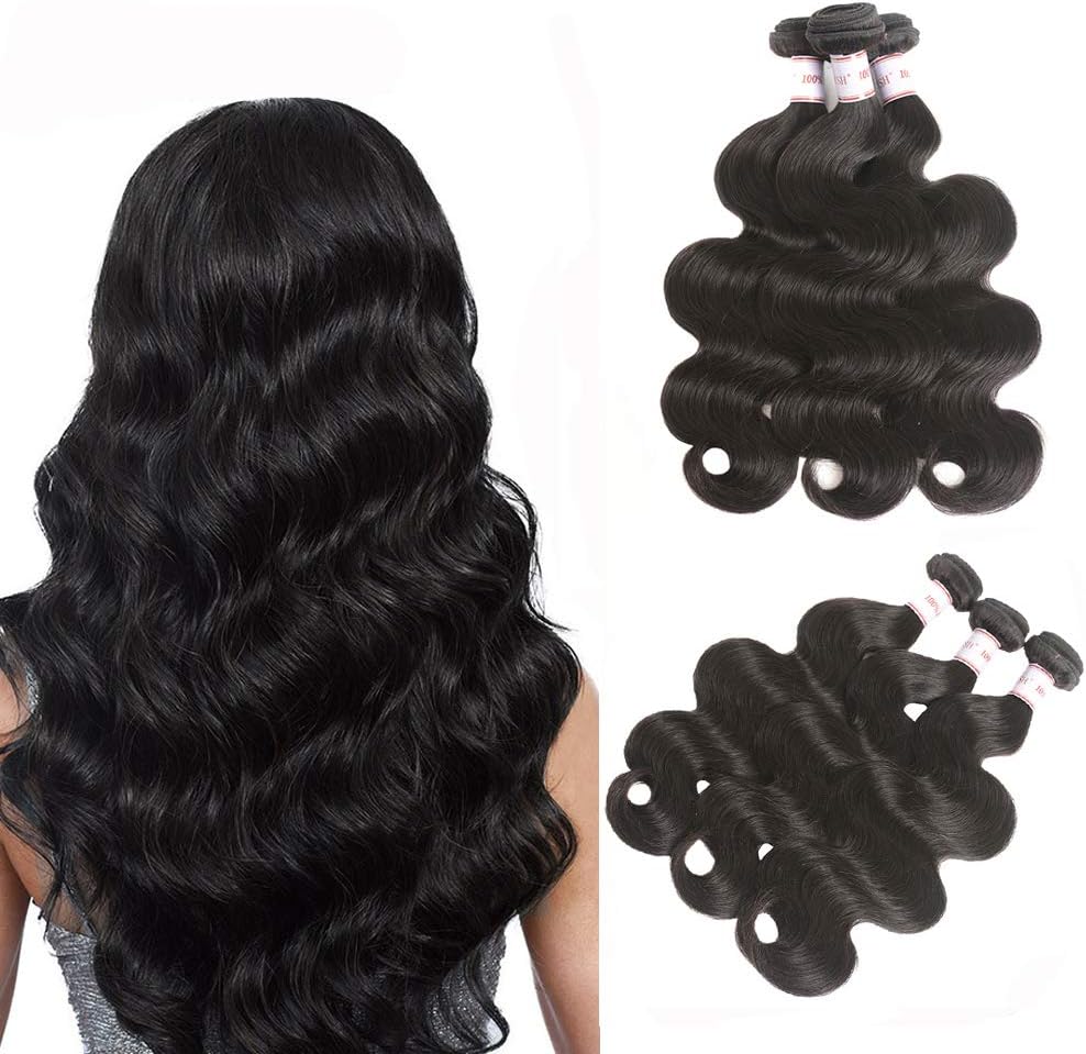 Karbalu Hair 10A Brazilian Body Wave Hair Unprocessed Brazilian Virgin Human Hair 3 Bundles Brazilian Virgin Hair Body Wave Nature Black 18 20 22 Inch