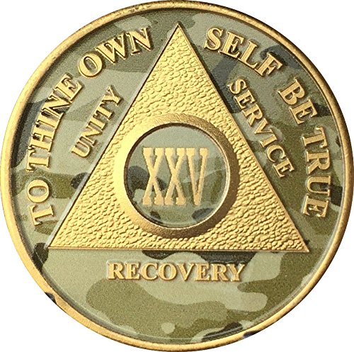 25 Year AA Medallion Camo Gold Plated Anniversary Chip Camouflage Color
