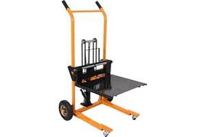 APOLLOLIFT Material Lift, 440 lbs Capacity 35.8" Lifting Height, Manual Hydraulic Stacker Pallet Jack Truck Dolly with Swivel Casters and Lift Plate (Yellow)