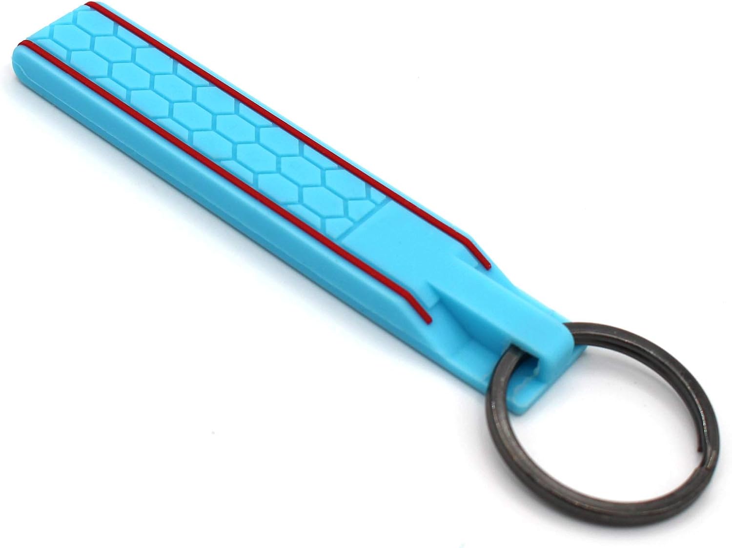 CYK www. CoverYourKey .de Honeycomb Structure Keyring Light Blue/Red - Image 3