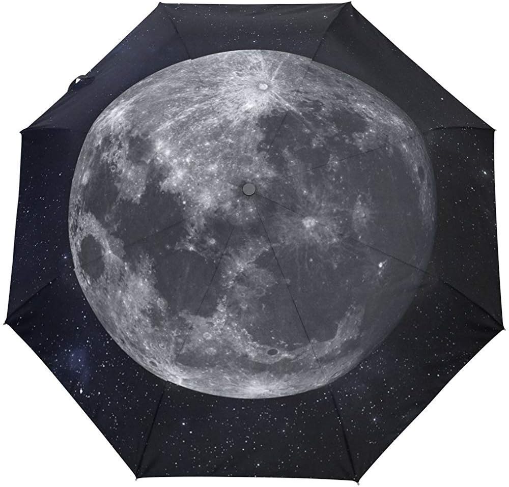 Merle House Solar System Planet Moon Auto Umbrella Windproof,Travel Sturdy UV Protection Umbrella Sun & Rain Umbrellas for Men Women, Automatic Open & Close