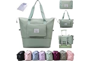 Ranslen Large Capacity Folding Travel Bag,Expansion Travel Duffel Bag with Dry and Wet Separation Portable Travel Duffel Bag