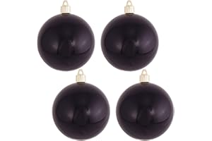Christmas By Krebs 4" (100mm) Shiny Onyx Black [4 Pieces] Solid Commercial Grade Indoor and Outdoor Shatterproof Plastic, UV and Water Resistant Ball Ornament Decorations