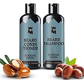 Striking Viking Beard Shampoo and Conditioner Set – 4 Fl Oz Each, Fresh Masculine Scent - Beard Wash and Conditioner for Men - Cleanses & Softens, with Argan & Jojoba Oil - Sulfate & Paraben Free
