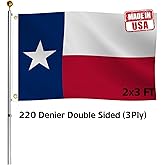 Hypoth Double Sided Texas Republic Sates Flag 2x3 FT Outdoor- UV Fade Resistant 3Ply TX Flags Canvas Header with 2 Brass Grommets Easy to Rising