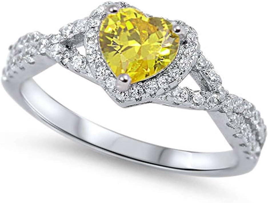 Sterling Silver Heart Halo Cubic Zirconia Promise Ring
