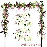 Felice Arts 2 Pcs Artificial Flowers 6.6ft/Piece Silk Wisteria Ivy Vine Green Leaf Hanging Vine Garland for Wedding Party Home Garden Wall Decoration (Rose Red)