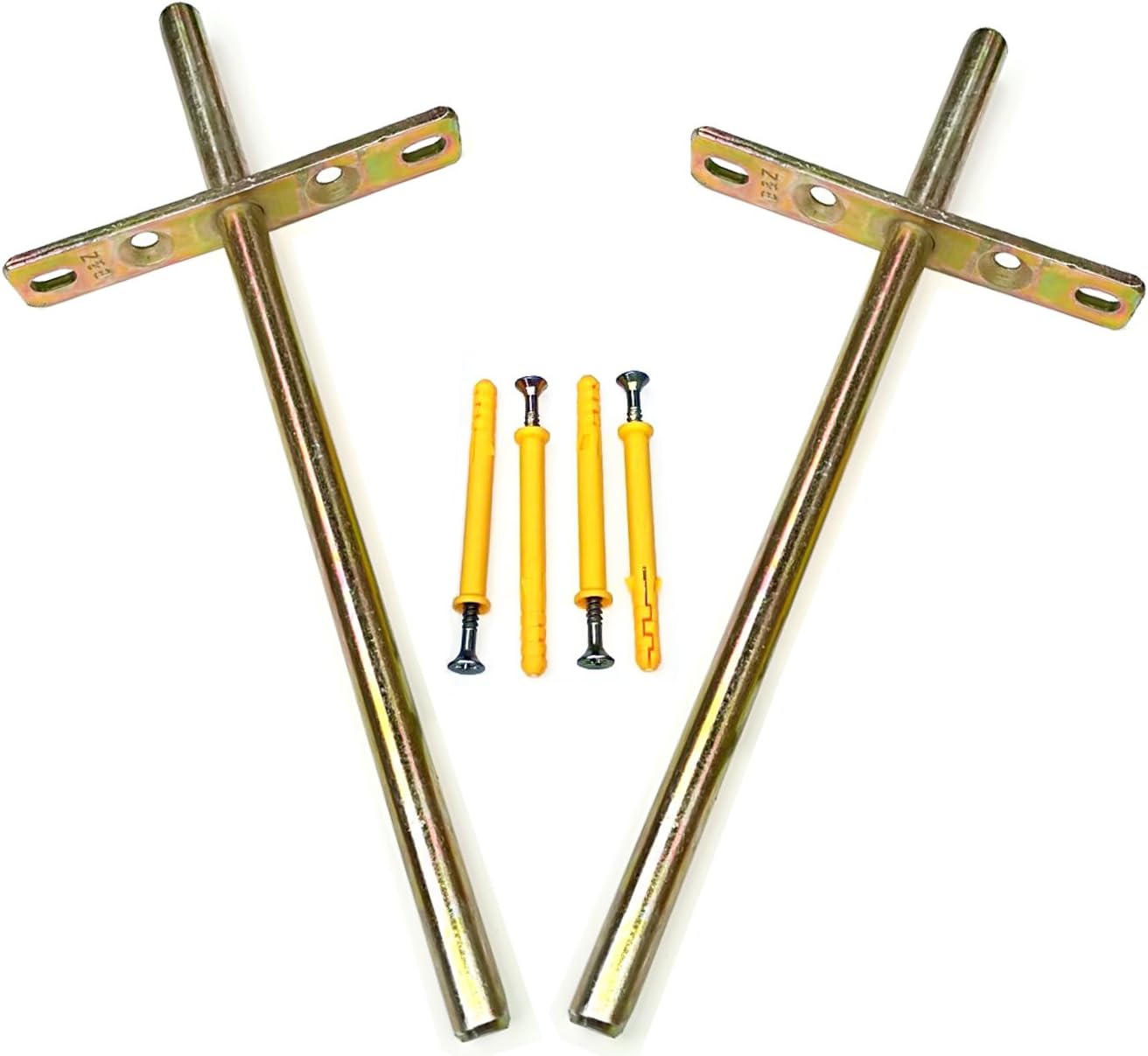 B&Z - Heavy Duty Concealed Floating Invisible Flying Blind Wall Mounted Wooden Oak Mantel Timber Scaffold Board Shelf Support Cross Brackets (Pair) (150mm - Back Rod 70mm)
