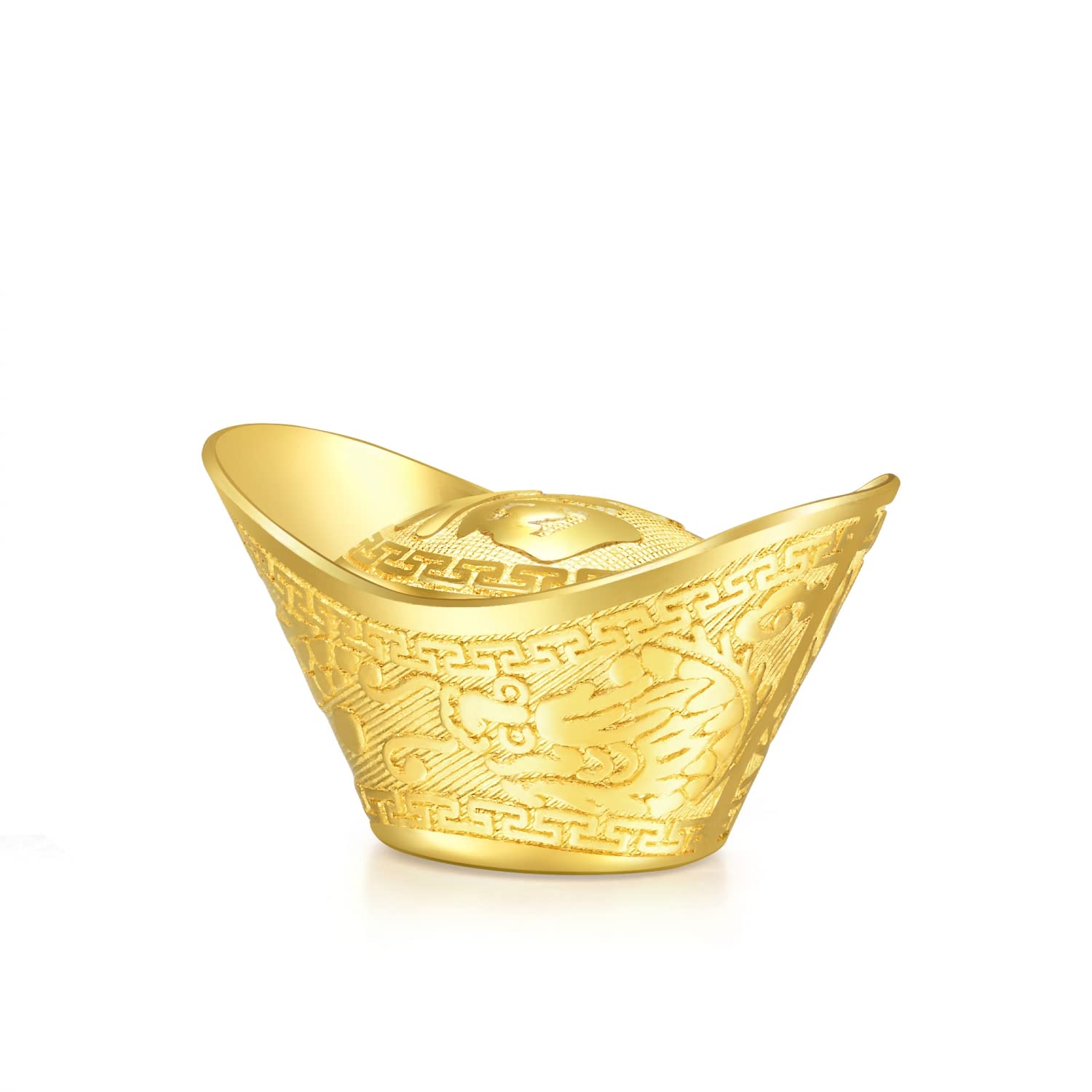 CHOW SANG SANG 999.9 24K Solid Gold Price-by-Weight Gold Yuanbao Gold Ingot Gold Ornament for Women and Men 93958O (Felicity (福), Approx. 0.2tael (~7.48g))