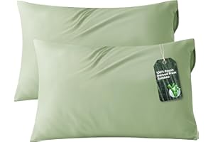 Bedsure Zipper Pillow Cases Standard Size, Cooling Pillow Cases Set of 2, Rayon Derived from Bamboo Cooling Pillowcase for Hot Sleepers, Soft & Breathable Pillow Covers, Gift, Sage Green, 20x26 Inches