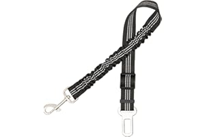 Aerkersun Dog Seat Belt for Car - Adjustable Dog Car Safety Harness, Elastic Cushioning Seatbelt Leash, Reinforced Metal Buckle Anti-Tangle Design, for Small and Medium Pets (Black)